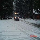 Saanich truck on snowy road